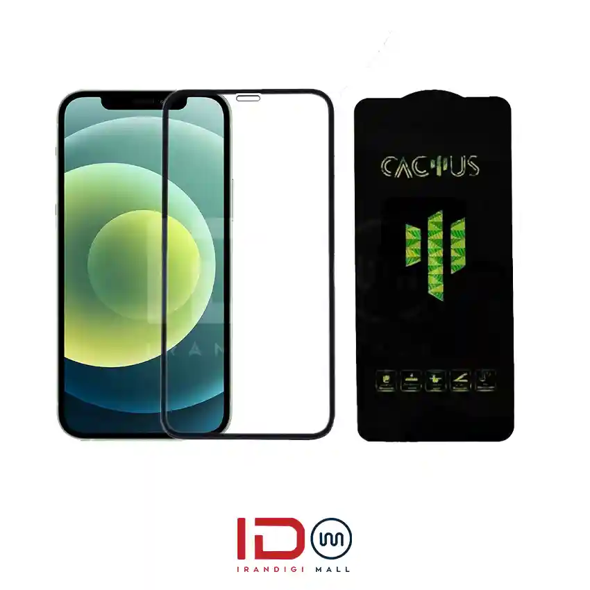 قیمت و خرید گلس شیشه ای تمام صفحه و فول چسب کاکتوس موبایل مدل IPHONE 12 گلس شیشه ای تمام صفحه و فول چسب کاکتوس موبایل مدل IPHONE 12